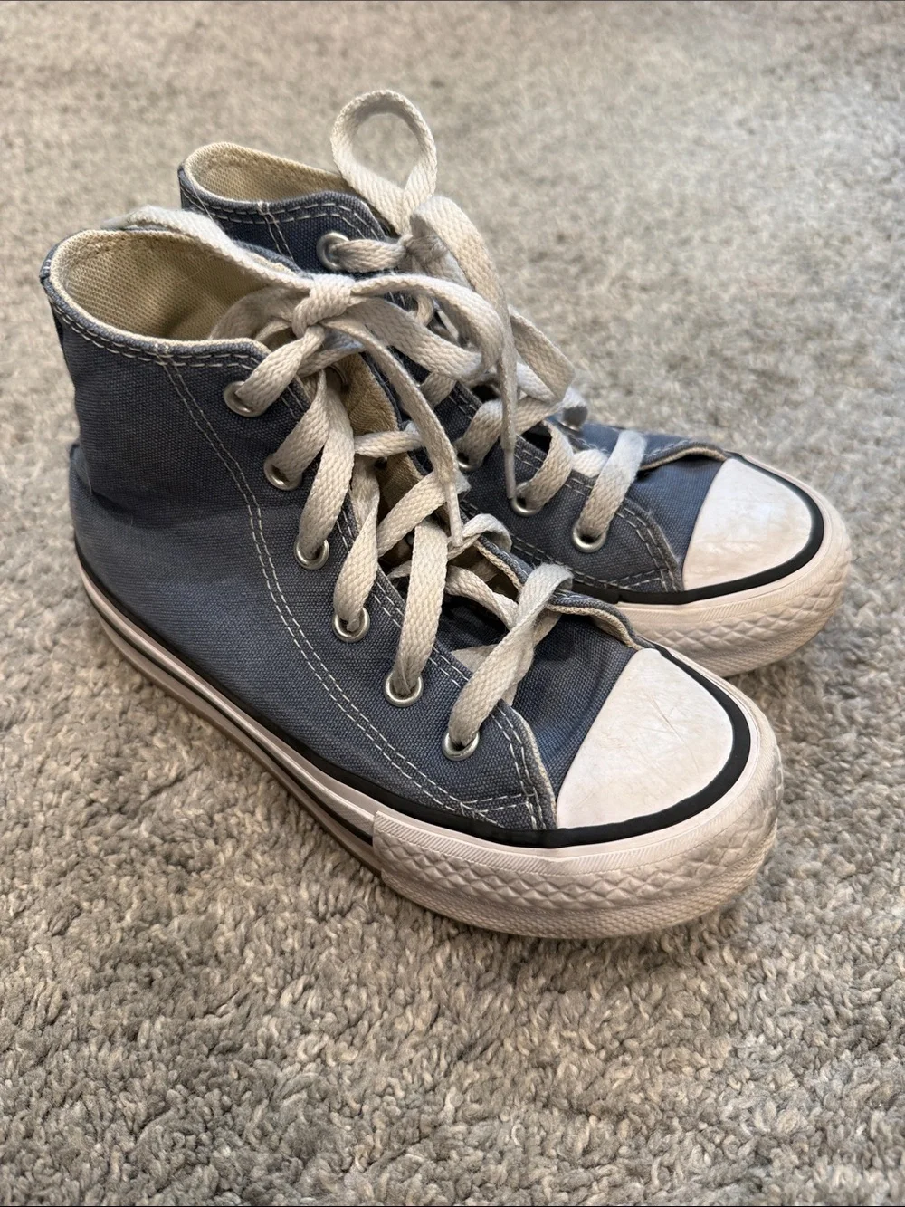 Converse | Kids High-Top Canvas Sneakers in Slate Blue and White